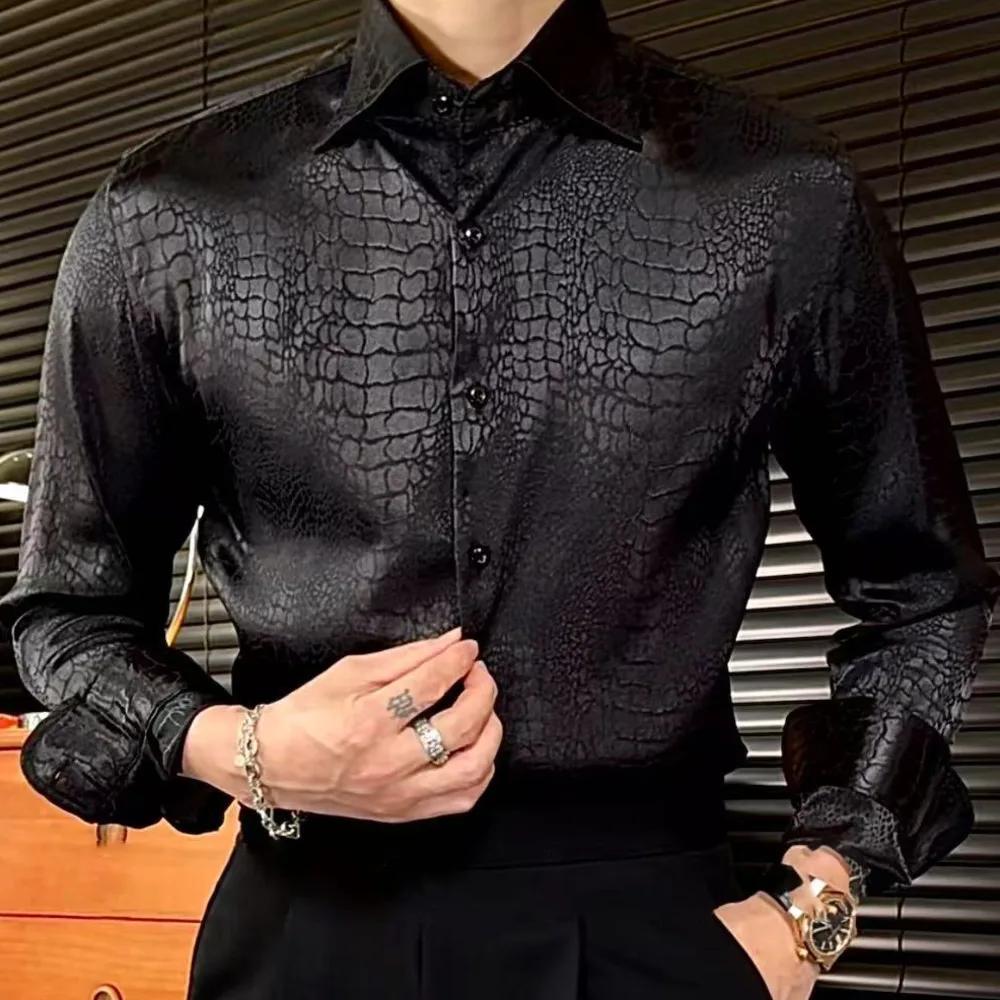 Col à revers à manches longues rétro imprimé léopard chemise britannique polyvalent chemise décontra