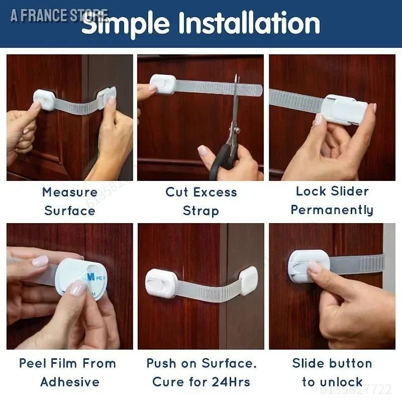 Serrure de sécurité pour bébé, serrure de sécurité pour tiroir, armoire adhésive pour tiroir, loquet