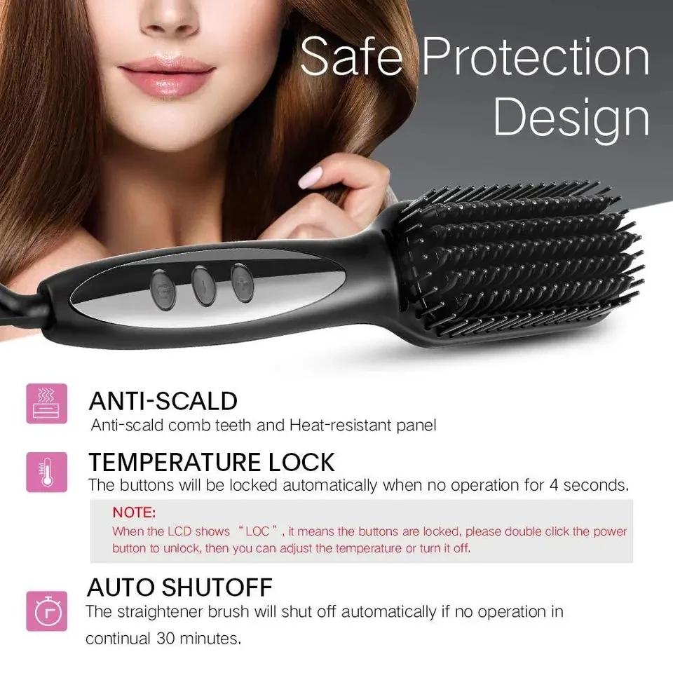 Brosse à Lisser les Cheveux, Peigne Électrique, Chaud, Anti-Brûlure, Céramique, Barbe