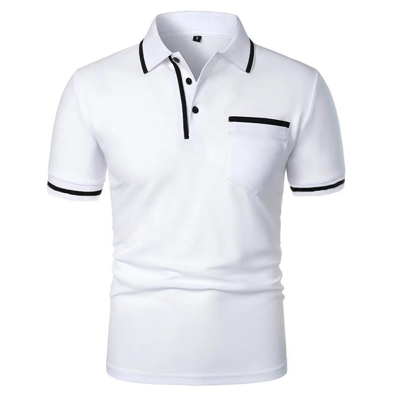 Nouveaux hommes à manches courtes polos couleur unie t-shirt style décontracté été à la mode respira
