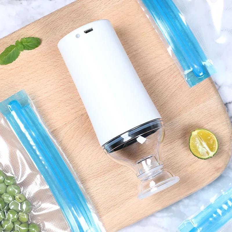 Ensemble de sacs à fermeture éclair réutilisables pour le stockage des aliments sous vide, pompe éle