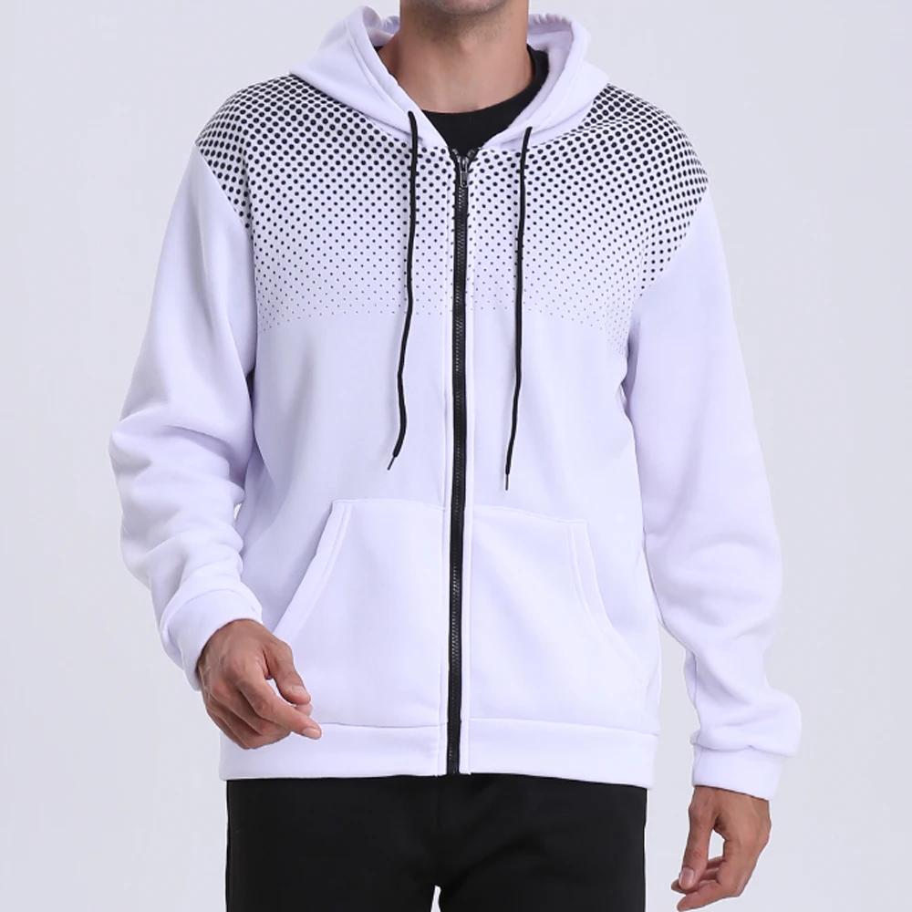 Sweat à capuche zippé pour hommes poche à pois imprimé sweat à capuche Sport extérieur décontracté c