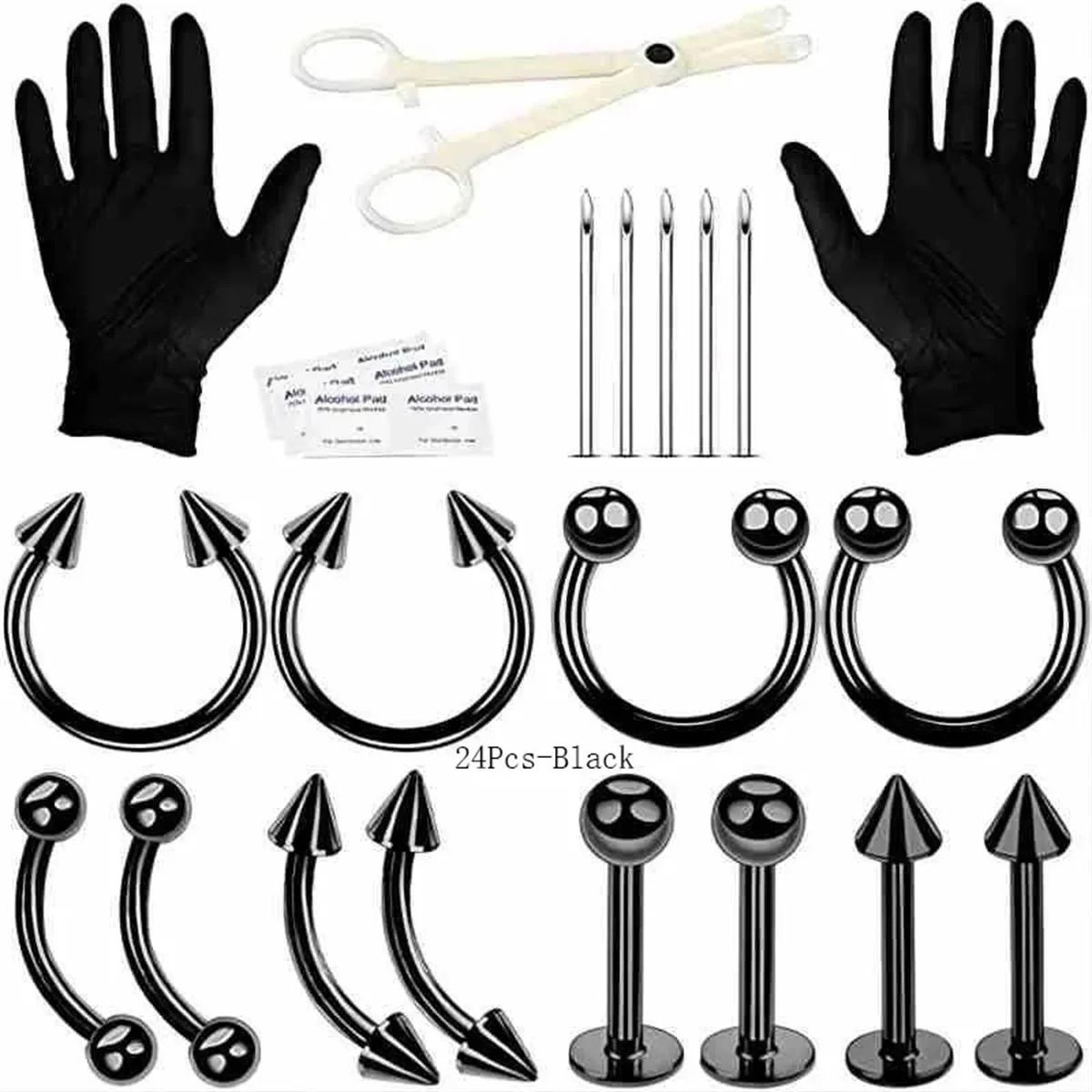 Kit de perçage d'oreille stérile 24/42/84 pièces, pistolet de perçage d'hélice pour Trago de Cartila