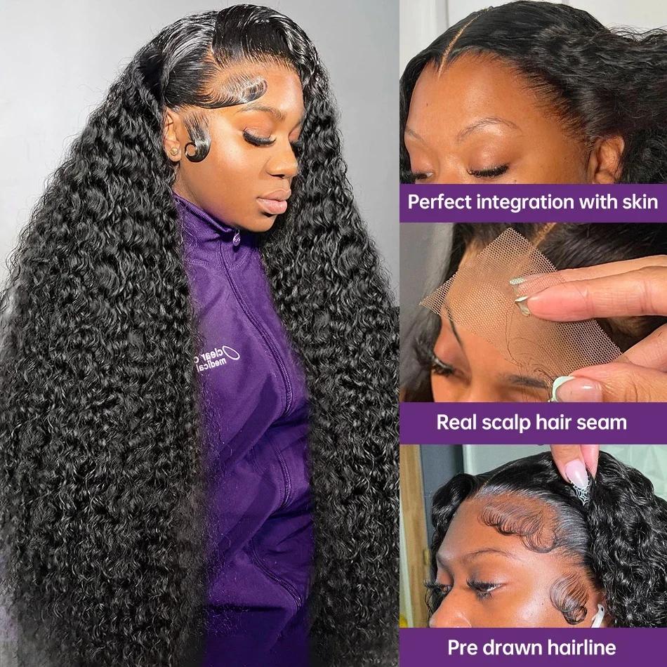 Perruque Lace Closure Wig Naturelle Deep Wave, Cheveux Humains, 4x4, 13x4, 13x6, pour Femme