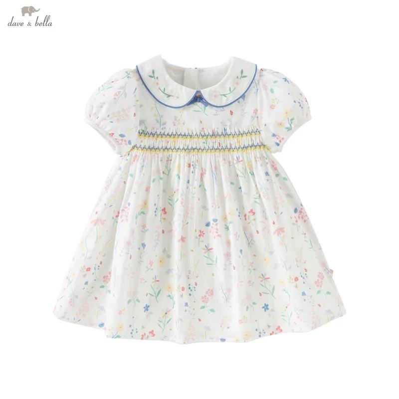 Dave Bella été filles bébé princesse robe charme élégant mignon imprimé fleuri enfants coton robe fê