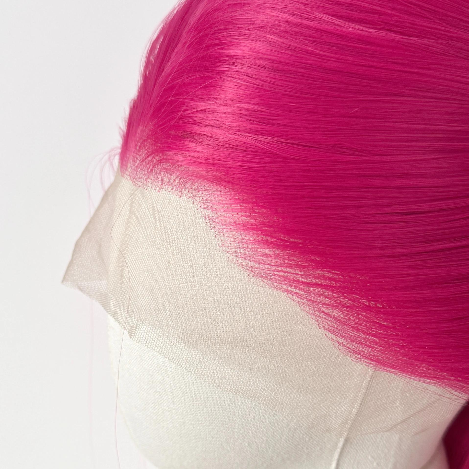 Perruque Lace Front Wig synthétique rose Ashely, 26 pouces, 13x4, longue et lisse, en Fiber résistan