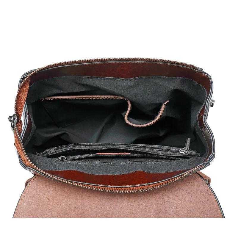 Femmes sac à dos bandoulière sac à bandoulière en cuir véritable filles école femme peau naturelle l