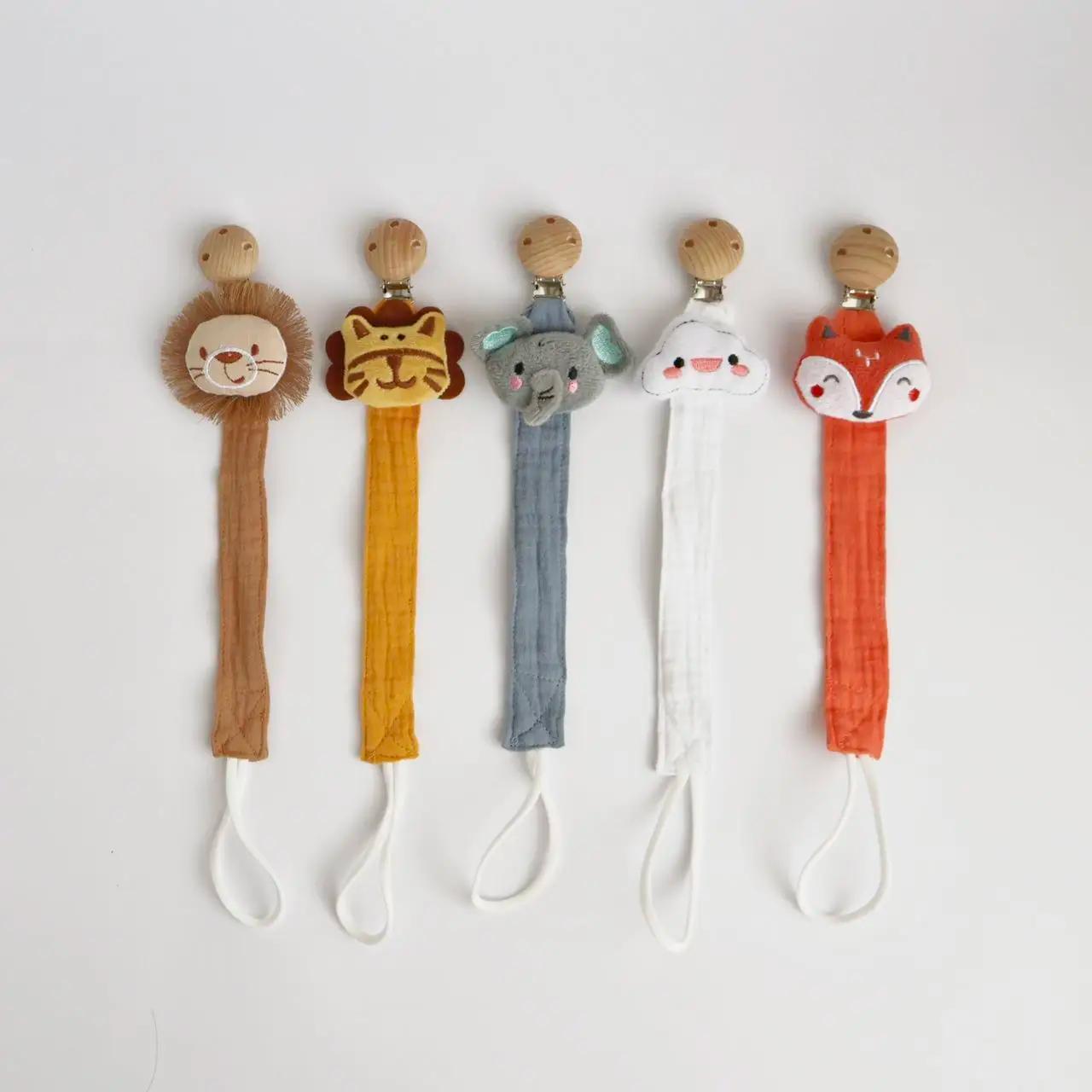 Attache-sucette pour bébé, 1 pièce, chaîne de sucette en bois de coton pour nouveau-né, porte-tétine