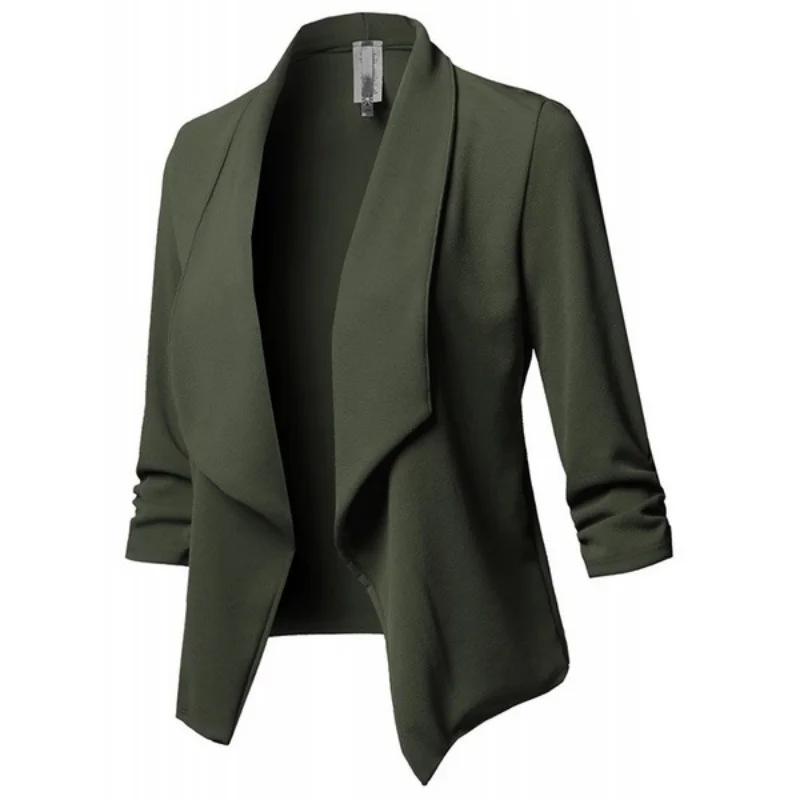 Veste de Blazer Rétro pour Femme, Costume, Manteau Féminin, Blazers d'Avocat, Oupillar, Cardigan Cou