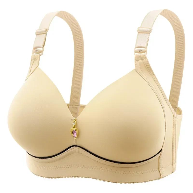 Soutien-gorge pour maman, sans anneau en acier, respirant, froncé, sous-vêtements pour dames, bonnet