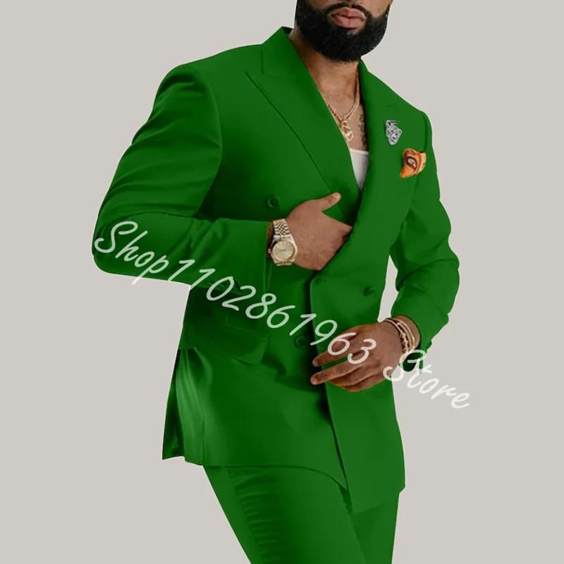 Costume 2 pièces à double boutonnage pour hommes, revers Patricia, blazer et pantalon, smokings de f