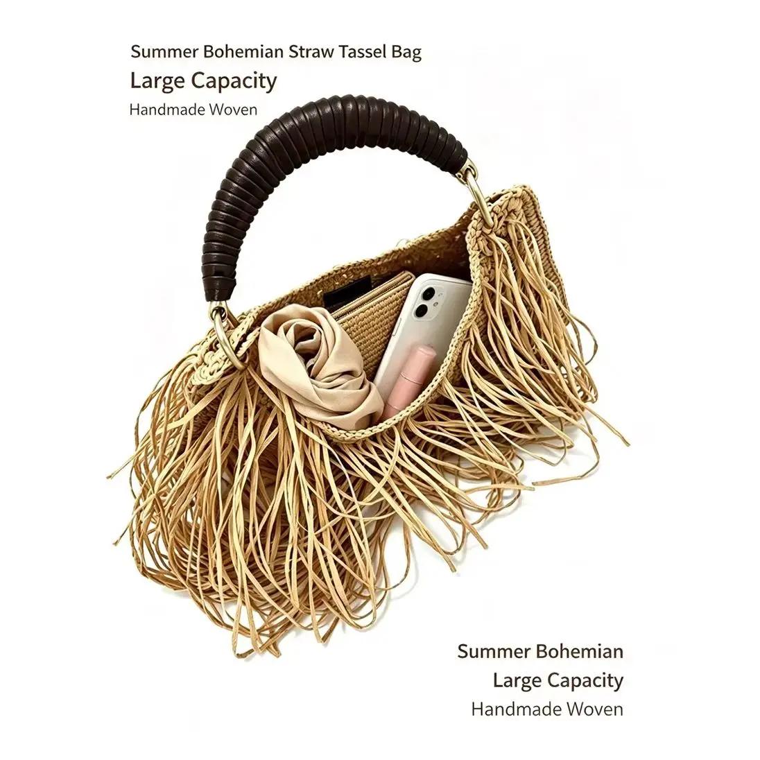 Sacs pour femmes tissés à la main, design de niche, style ethnique, sacs à bandoulière portables en 