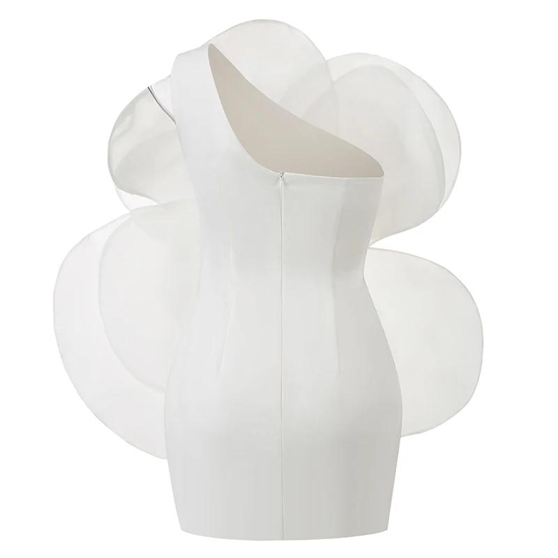 Robe d'été blanche à fleurs décoratives, tenue de soirée de mariage pour femmes, nouveau style obliq