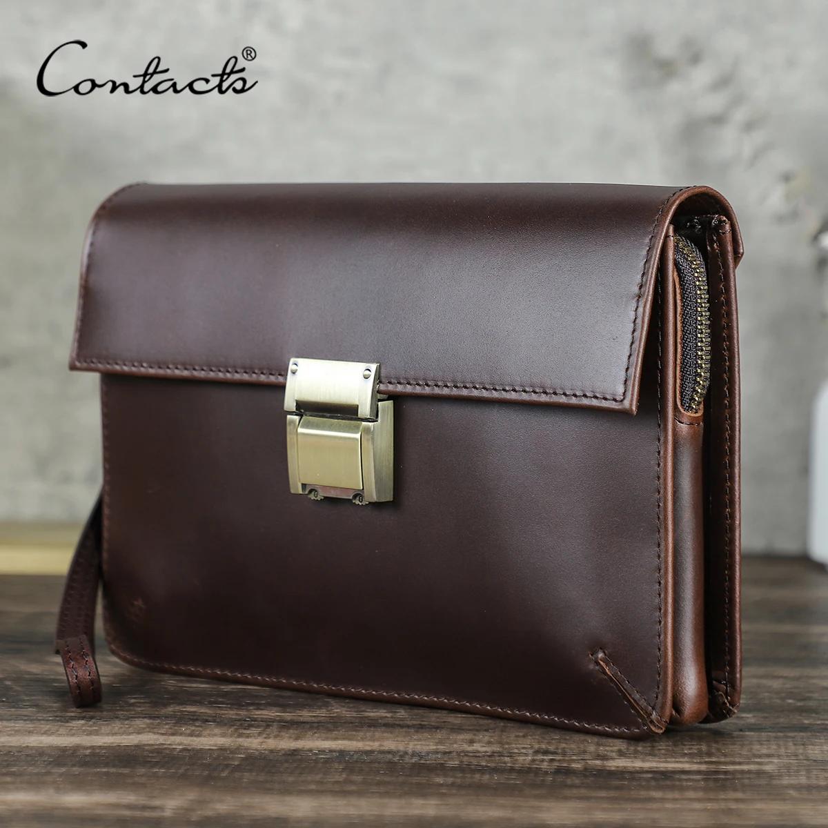 CONTACT'S-Pochette de Luxe en Cuir group pour Homme, Sac à Main de Styliste avec Mot de Passe, Porte