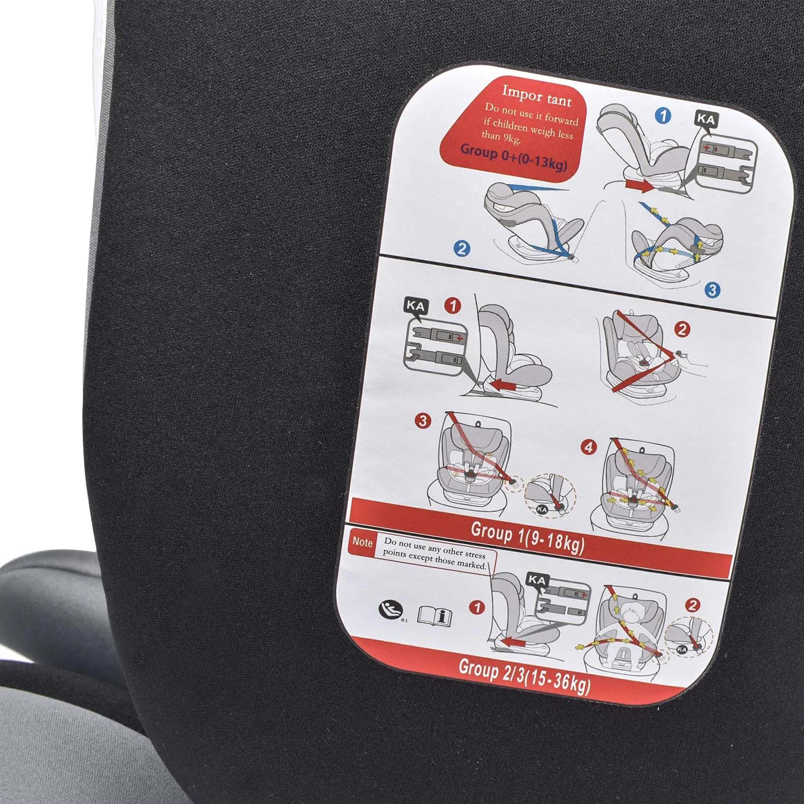 AP01 KL005 Siège auto enfant 360 °   Ceinture rotative 5 points 9-36kg 0 -12 ans Siège de sécurité e