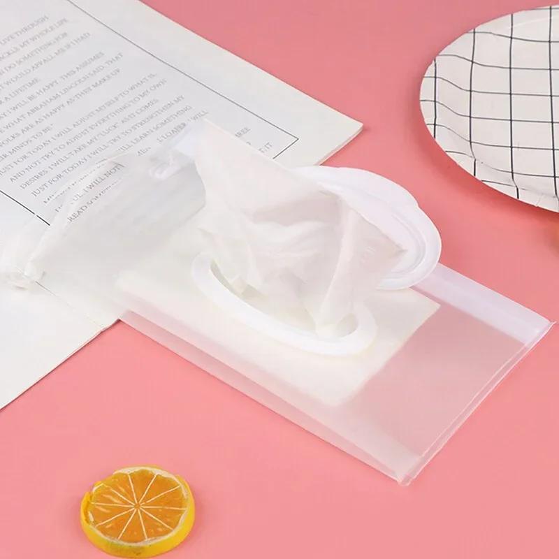Oligbaby-Boîte à mouchoirs réutilisable, lingettes portables, support transparent, étui à rabat, lin
