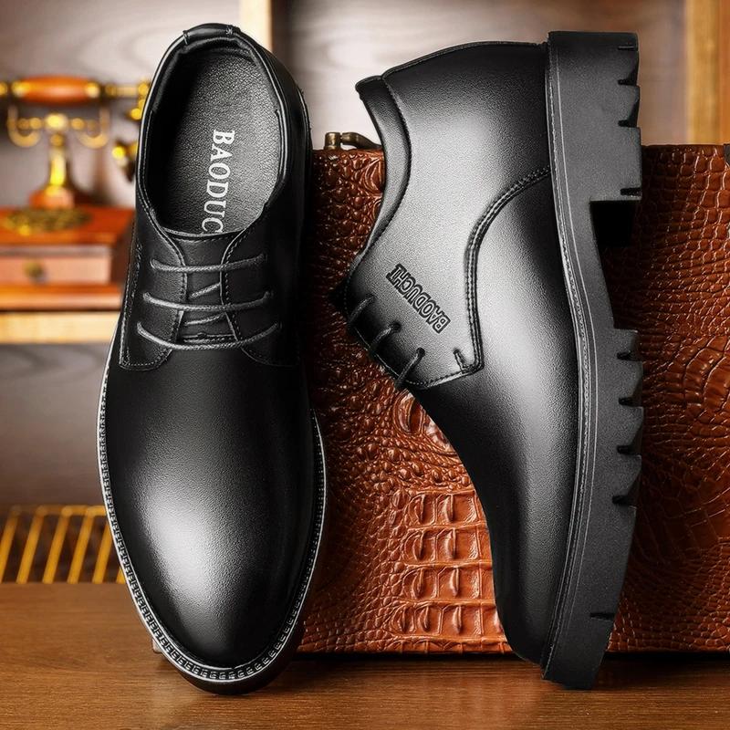 Chaussures pour hommes en cuir de vache augmentant la hauteur de 7cm, chaussures formelles à semelle