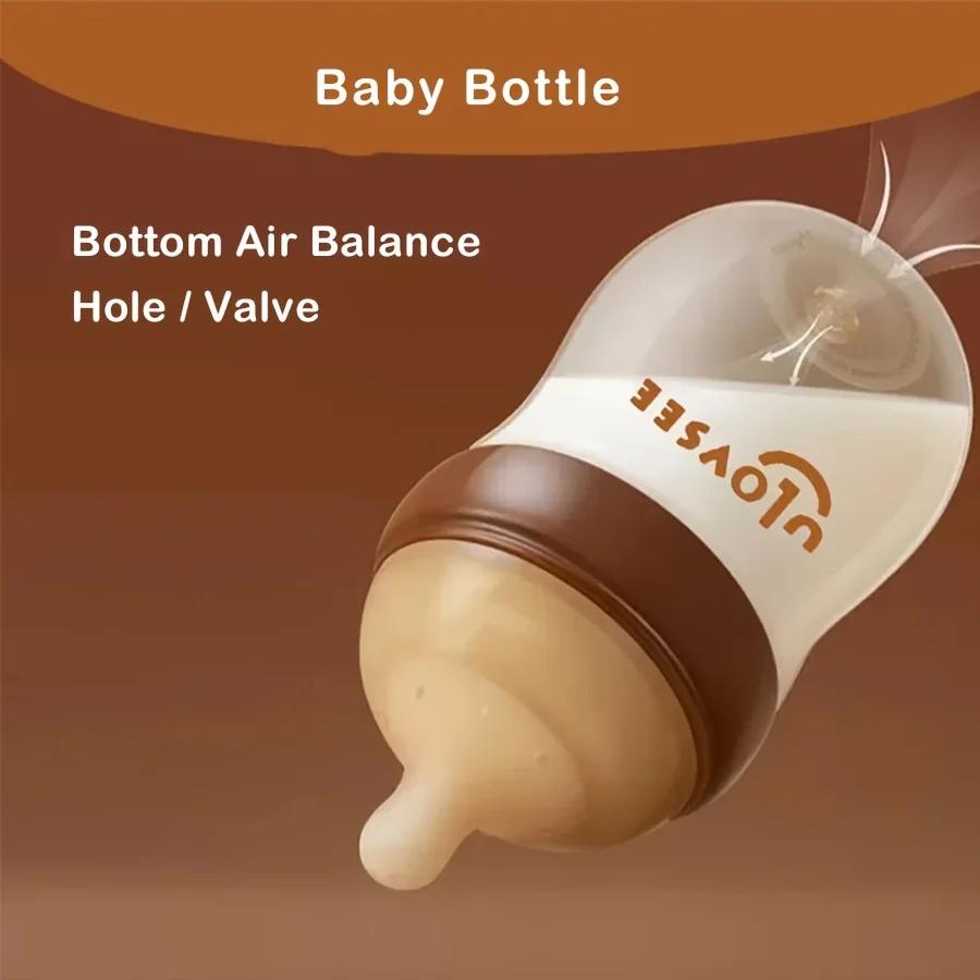 Biberons en verre borosilicate de 4oz,8oz, biberon à col large avec trou/vanne d'équilibre de l'air 