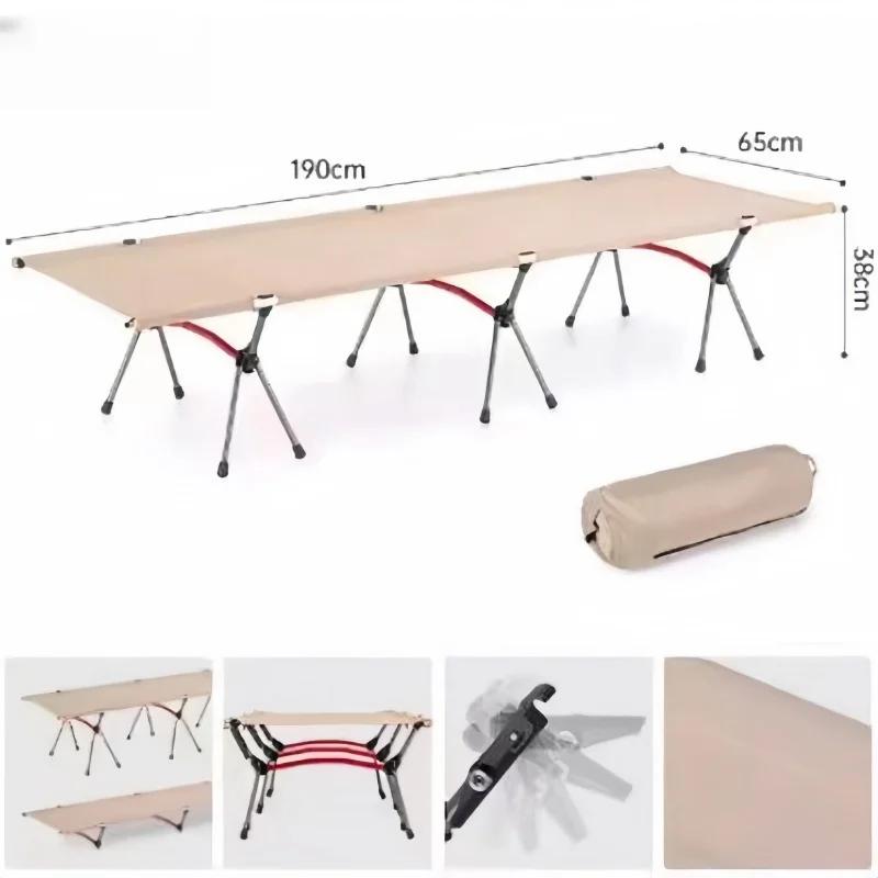 Lit pliant de camping en plein air, ultra léger, en alliage d'aluminium, facile à assembler, pour ad