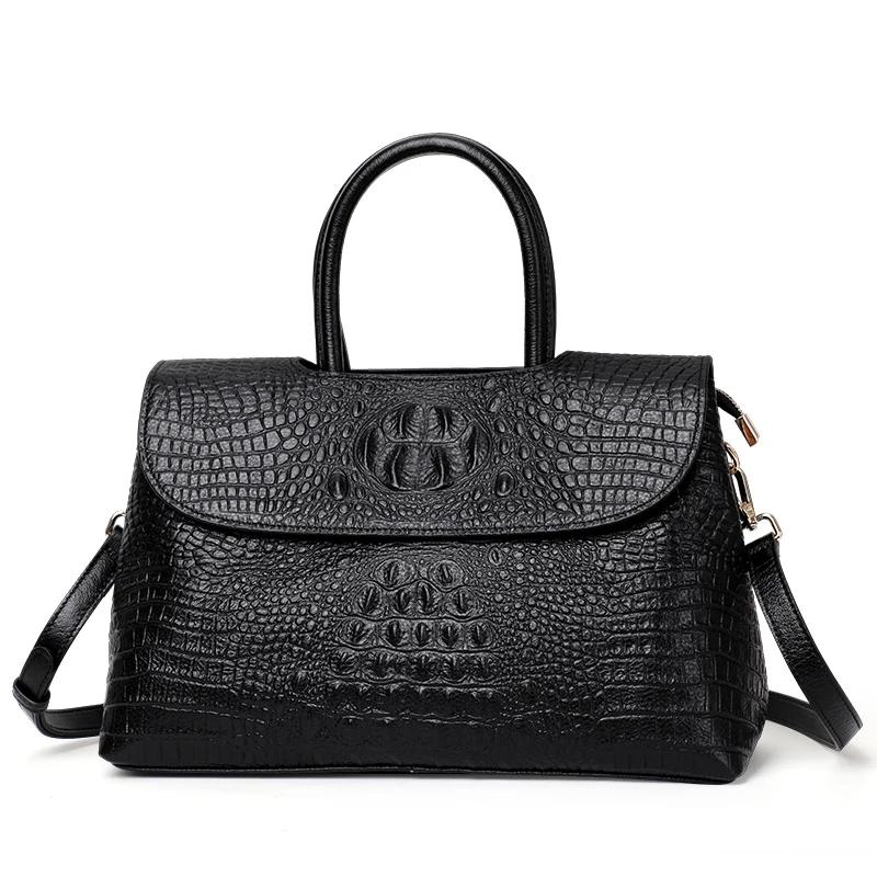 Nouveau sac à main haut de gamme pour femmes avec motif crocodile en peau de vache porte-documents d