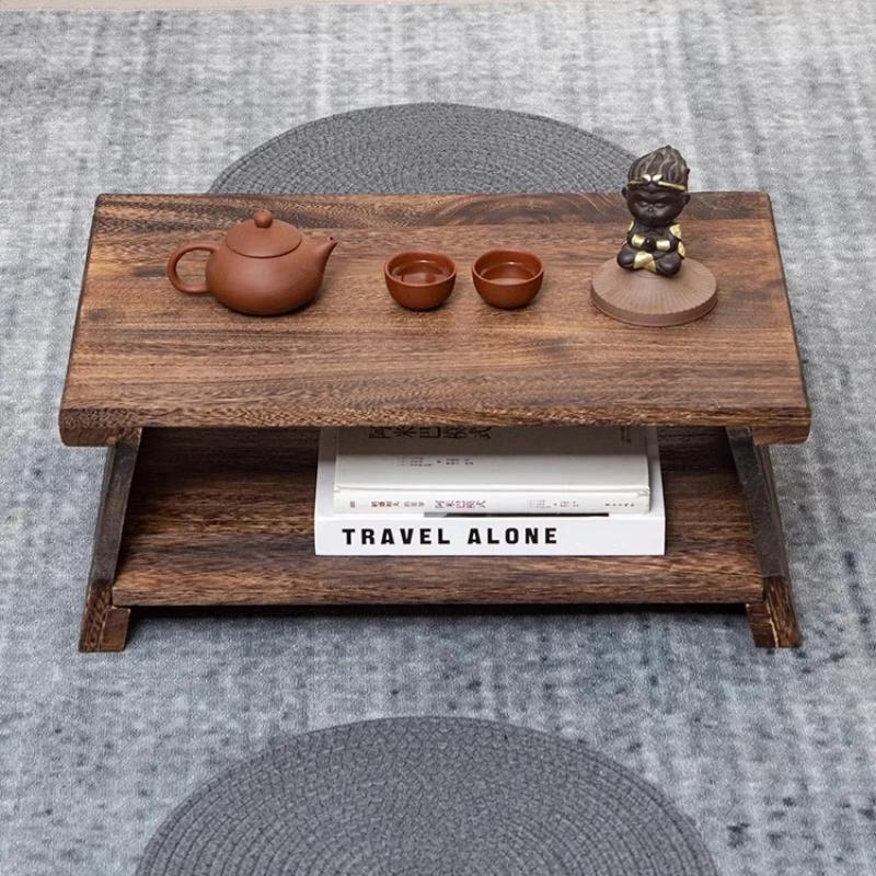 Table à thé japonaise en bois massif, Tatami, basse, balcon bas, bureau au sol de Style Zen, meubles