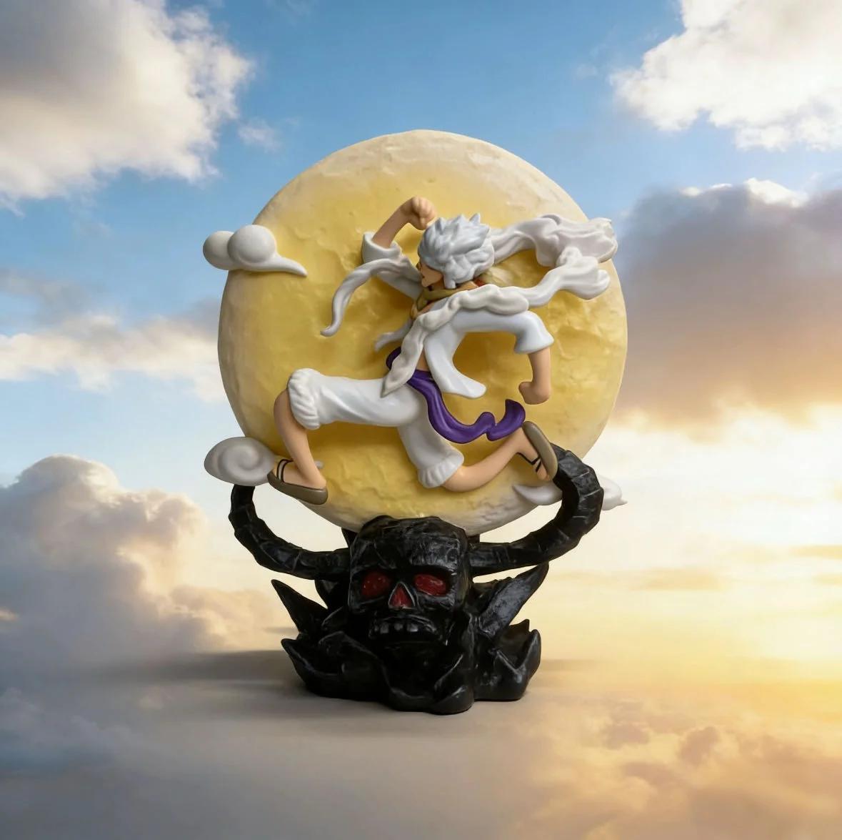 Figurine d'anime One Piece de 14cm, Luffy Gear 5, volant vers la lune avec lumière lunaire, figurine