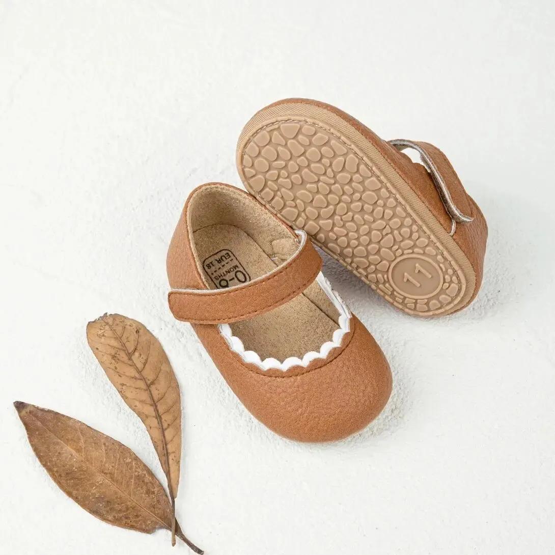 MRovior-Chaussures en cuir à semelle en caoutchouc pour bébé, souliers pour enfant, nouveau-né, garç
