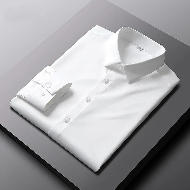 Chemise à manches longues pour hommes, couleur unie, décontractée et à la mode, haut d'affaires sans