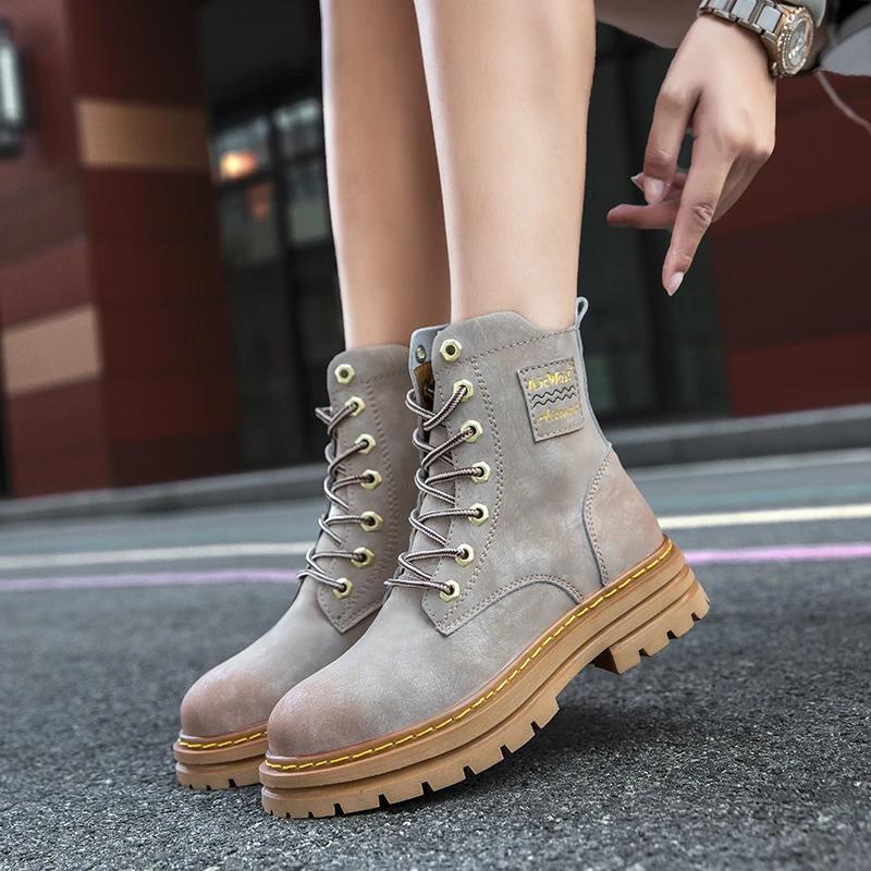 Bottes de moto en cuir véritable pour hommes, chaussures à lacets, fermeture éclair, haut, couple, a