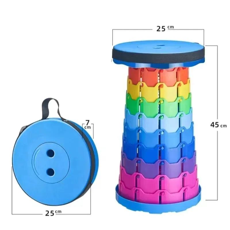 Chaise télescopique pliante en plastique portable, tabouret réglable léger pour la pêche, le camping