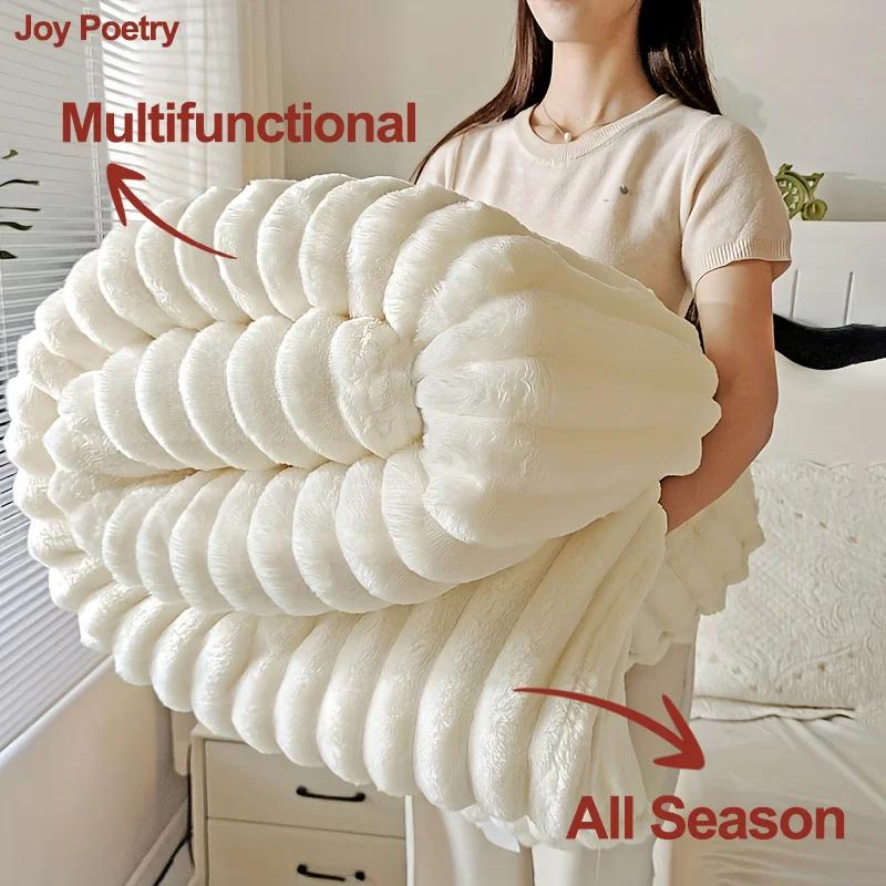Couverture enfant 150x200cm rayures unies - Drap lit multifonction canapé sieste toutes saisons
