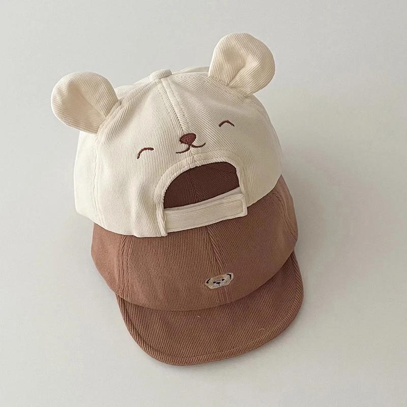 Dessin animé ours oreille bébé canard langue casquette solide coton enfants doux bord casquette de b