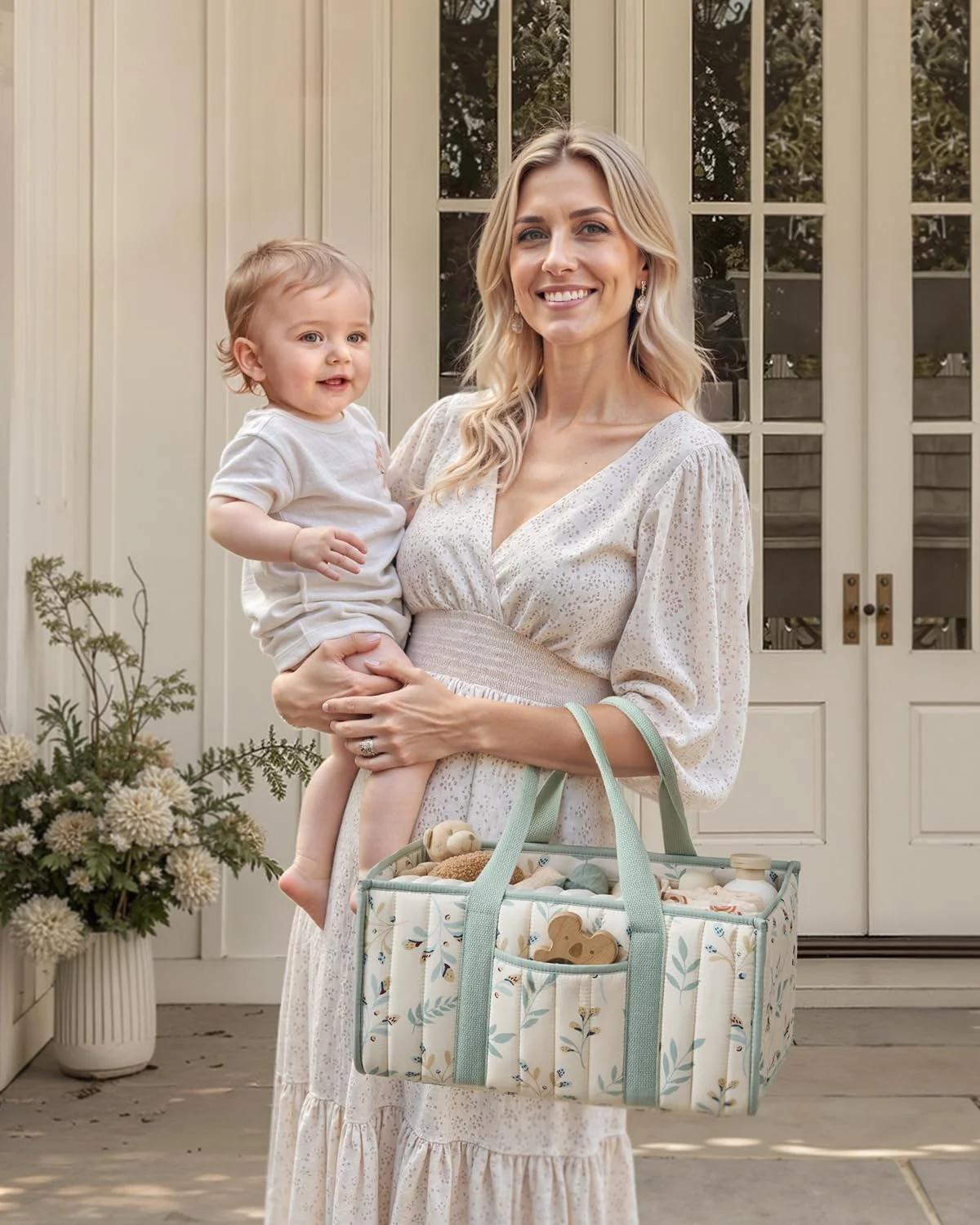 Organisateur de caddie à couches, panier de rangement élégant pour pépinière, cadeau pour réception-