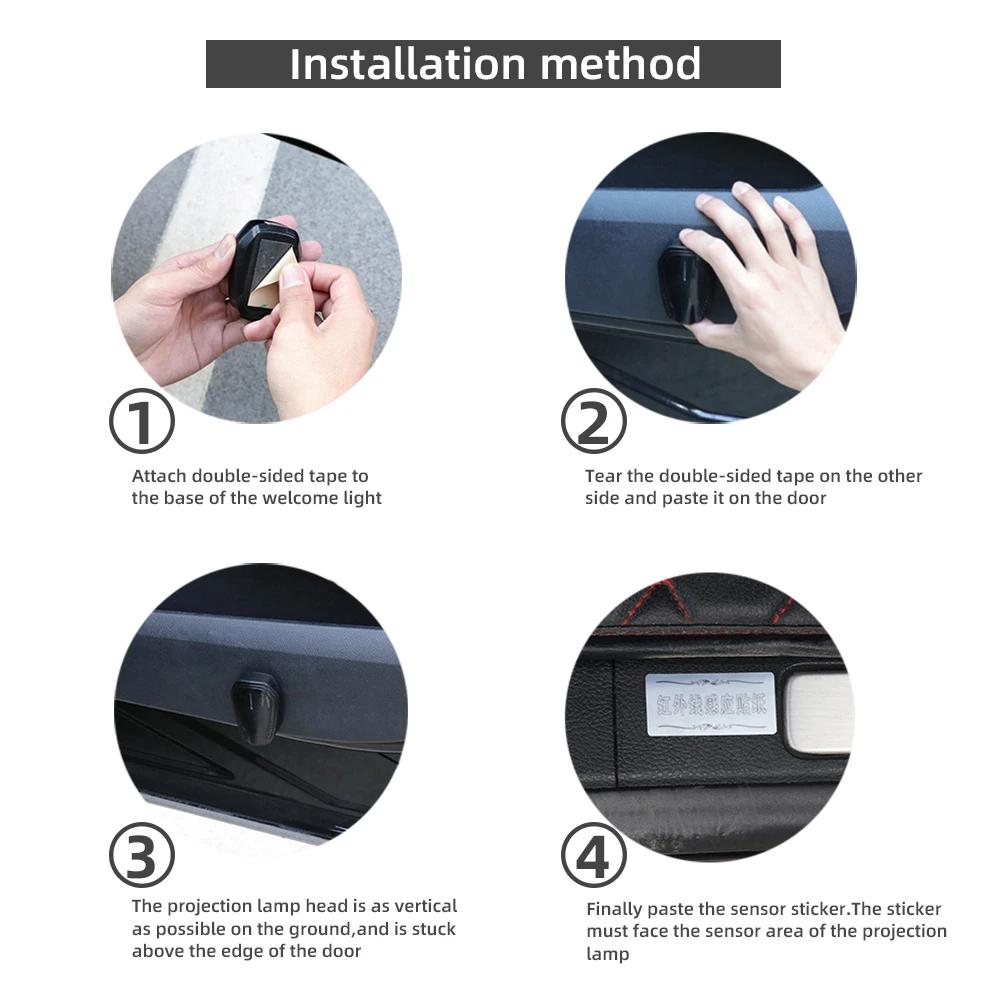 2 pièces USB Rechargeable N Logo porte de voiture HD lampes LED projecteur courtoisie bienvenue lumi