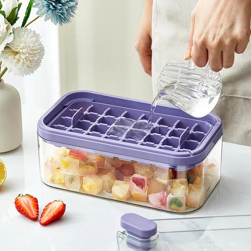 Nouveau Tepy 64 fentes moules à glaçons plateaux avec couvercle créatif 2 en 1 moules à glaçons et b