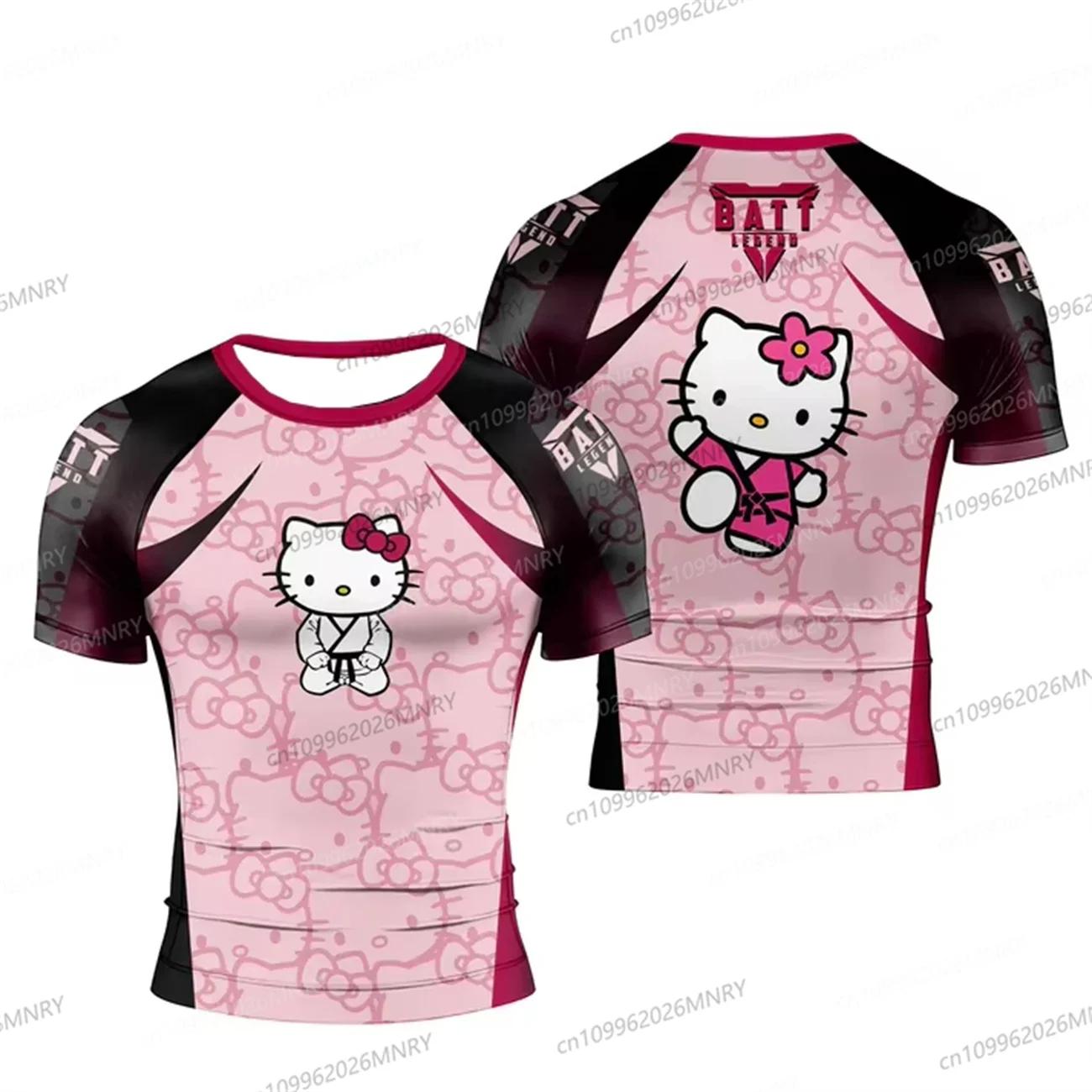 T-shirt imprimé Hello Kitty pour hommes et femmes, maillot de football, de jujitsu, de gymnastique,
