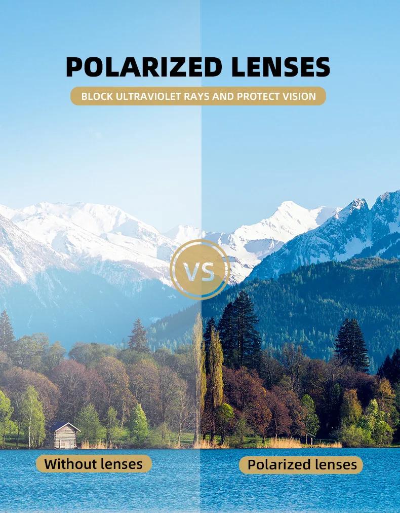 Lunettes de soleil de sport pour hommes, polarisées, confortables, carrées, légères, accessoire avec