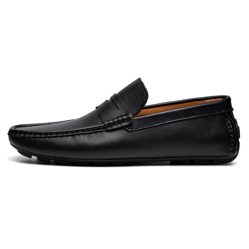 Mocassins rouges en cuir véritable pour hommes, chaussures décontractées à enfiler, cuir naturel, cr