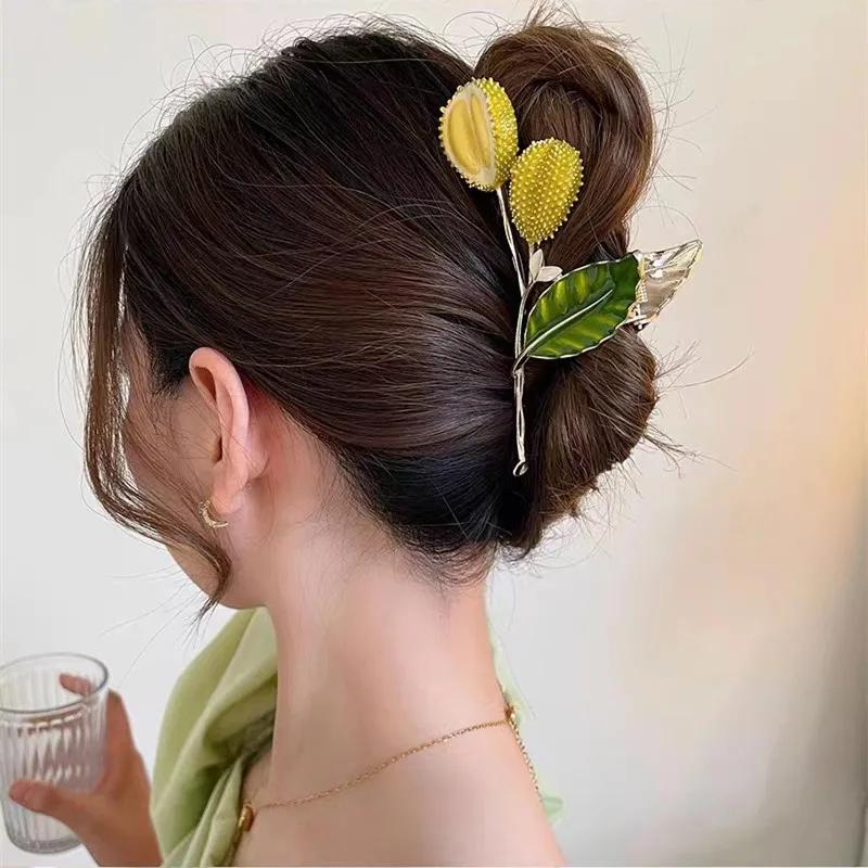 Pince à cheveux fleur douce pour femme, queue de cheval exquise, pince requin, épingles à cheveux po