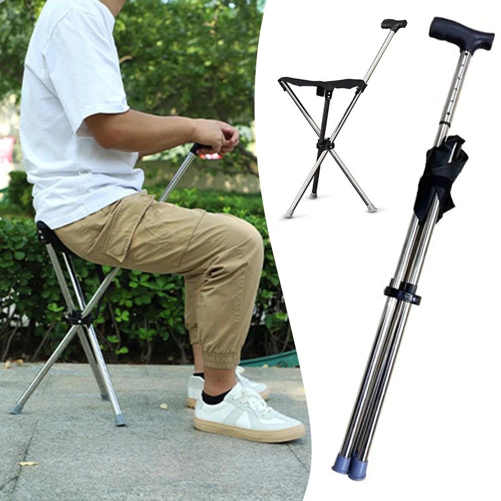 Canne pliable, siège facile à transporter, tabouret Portable, chaise pliante, poignée antidérapante,