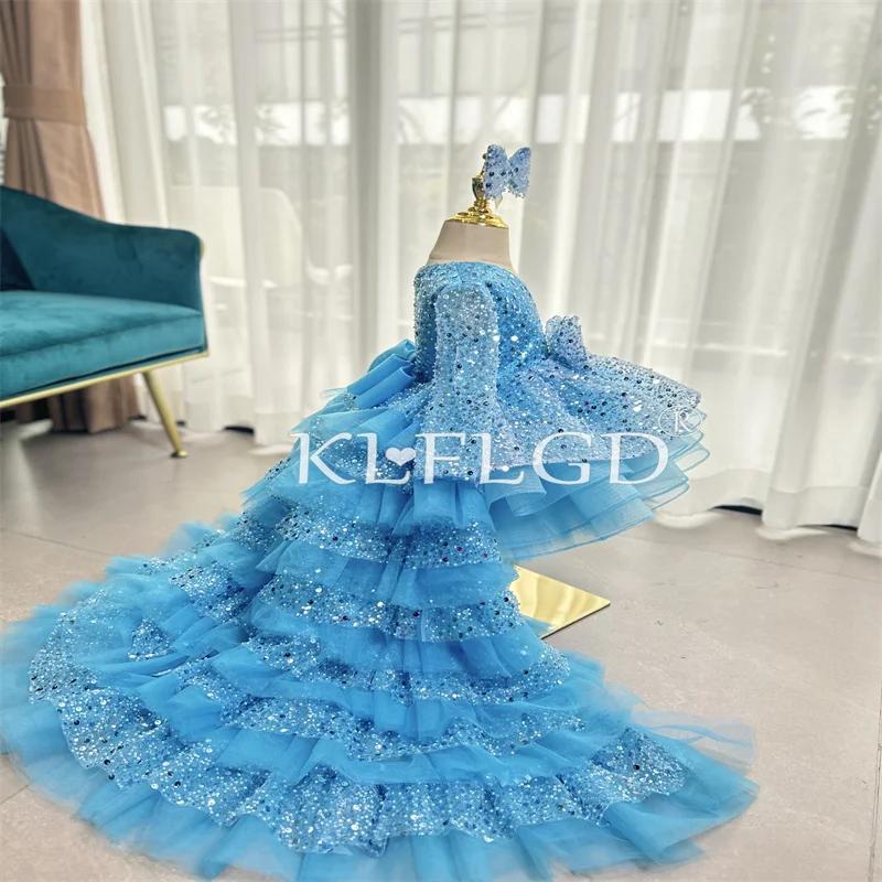Robe de luxe légère à sequins pour fille de 4 à 12 ans, tenue élégante de concours de beauté, haut d