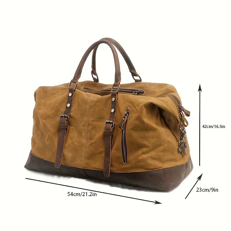 MUCHUAN hommes sacs de voyage M sacs à bagages à main toile cuir voyage sacs polochon sacs à bandoul