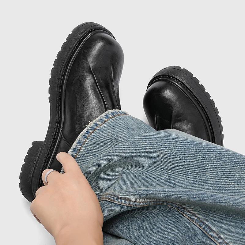 Derby chaussures en cuir à semelles épaisses pour hommes Styles de créateurs de mode Fête et Travail
