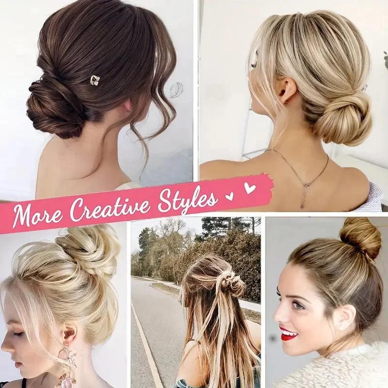 Chignon synthétique élastique désordonné pour femme, postiches, chouchou bouclé, bande de chignon, f