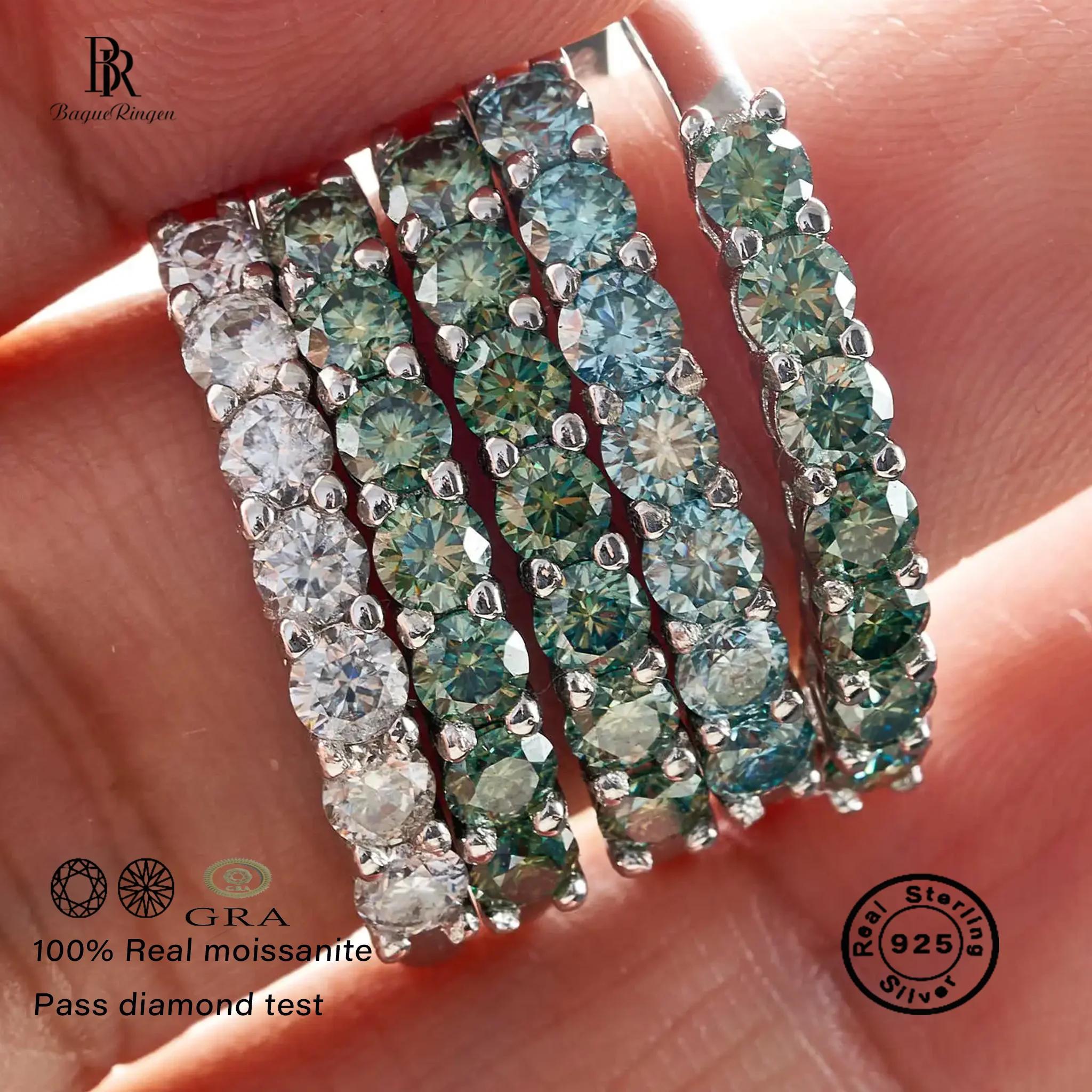 Bague ronde Moissanite en argent Sterling 0.7CT D couleur VVS1 EX, bague d'éternité pour femmes, fia