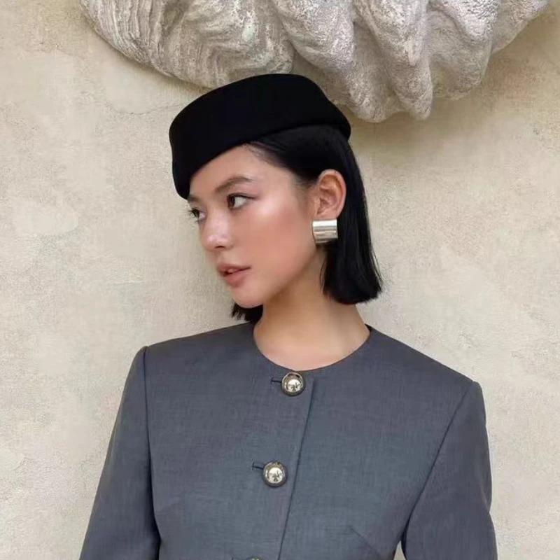 Béret en laine de haute qualité pour femmes, chapeau de pilulier rétro britannique, Fedoras français