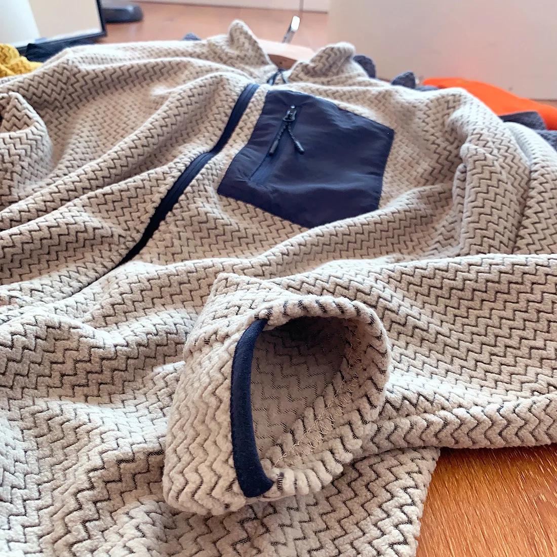 Veste polaire décontractée à col montant pour hommes, pêche, escalade, voyage, sport, escalade, chas