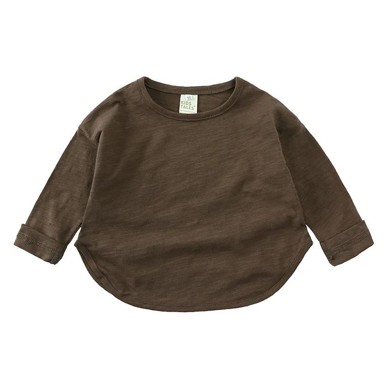 T-shirt à manches longues et col rond pour bébé garçon et fille, en coton, simple et décontracté, un