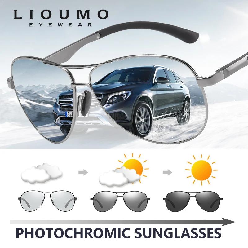 Lunettes de soleil photochromiques pilote de conception de marque classique hommes lunettes de solei