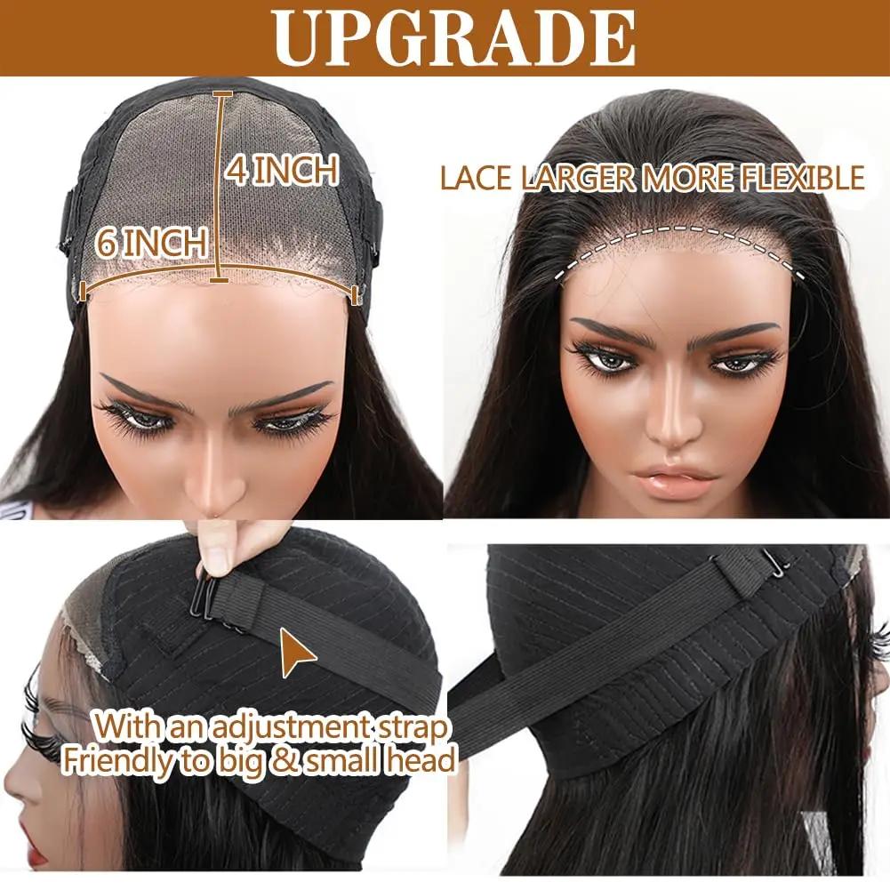 Wear Go perruque sans colle vague de corps perruques de cheveux humains 30 32 pouces 6x4 5 × 5 HD pe